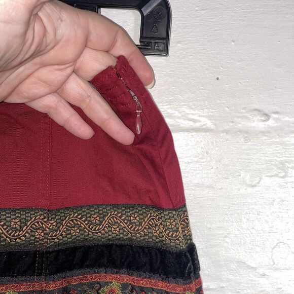 Vintage Harold’s Boho Ribbon Stripe Midi Skirt Size 4 100% Cotton Embroidered - Picture 5 of 11
